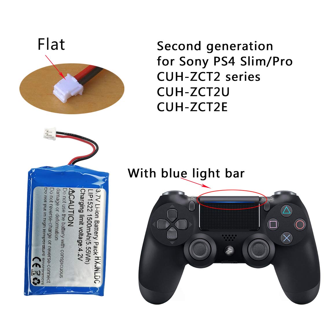 DC 3.7V 1500mah battery for Sony PS4 Wireless Controller Battery Replacement(CUH-ZCT2U,CUH-ZCT2E,CUH-ZCT2A 2016 and Later Models)dualshock Playstation