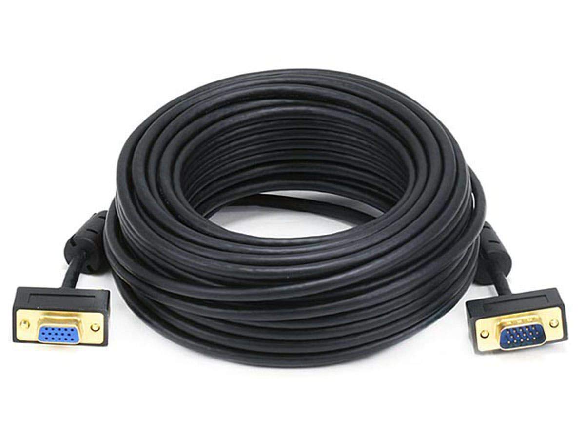 Monoprice 50ft Ultra Slim SVGA Super VGA 30/32AWG M/F Monitor Cable w/ ferrites (Gold Plated Connector)
