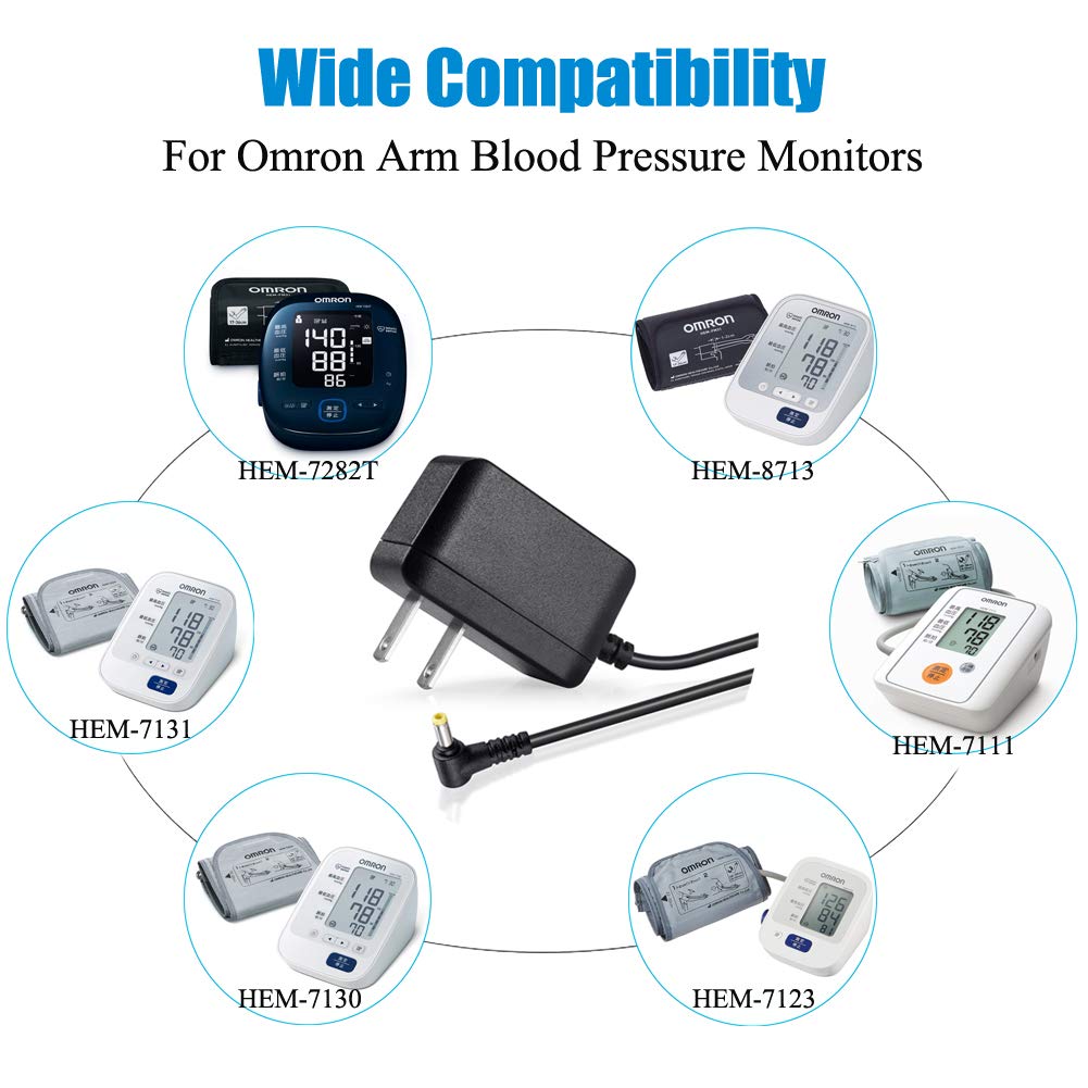 SoulBay 6V AC Adapter for Omron Healthcare Upper Arm Blood Pressure Monitor 5 7 10 Series BP5250 BP5350 BP5450 BP7200 BP7250 BP7350 Hem-ADPTW5…