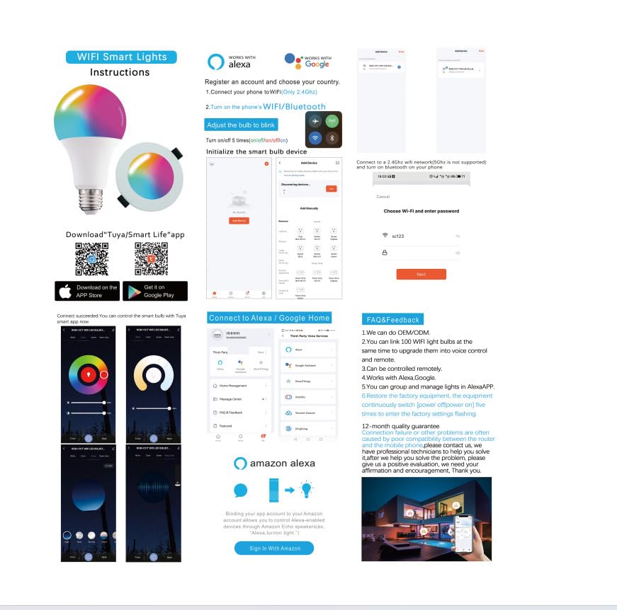 seapad Smart LED Light Bulb, RGB+CCT, WiFi & Bluetooth Control, 16M Colors, Compatible with Alexa & Google Home, Color Changing, Music Sync, 15W, 850