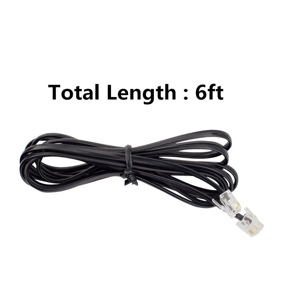 AIMIJIA Phone Cord, 6P4C Black Phone Telephone Extension Cord Cable Line Wire RJ11 6P4C Modular Plug for Landline Telephone Modem Accessory (6ft-3