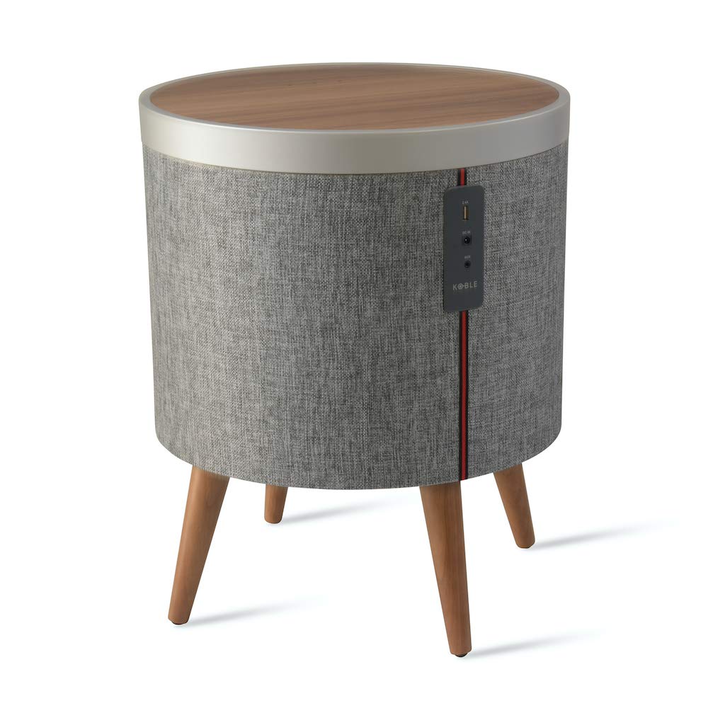 KOBLE Zain Side Table with Speaker and Subwoofer - Walnut Top