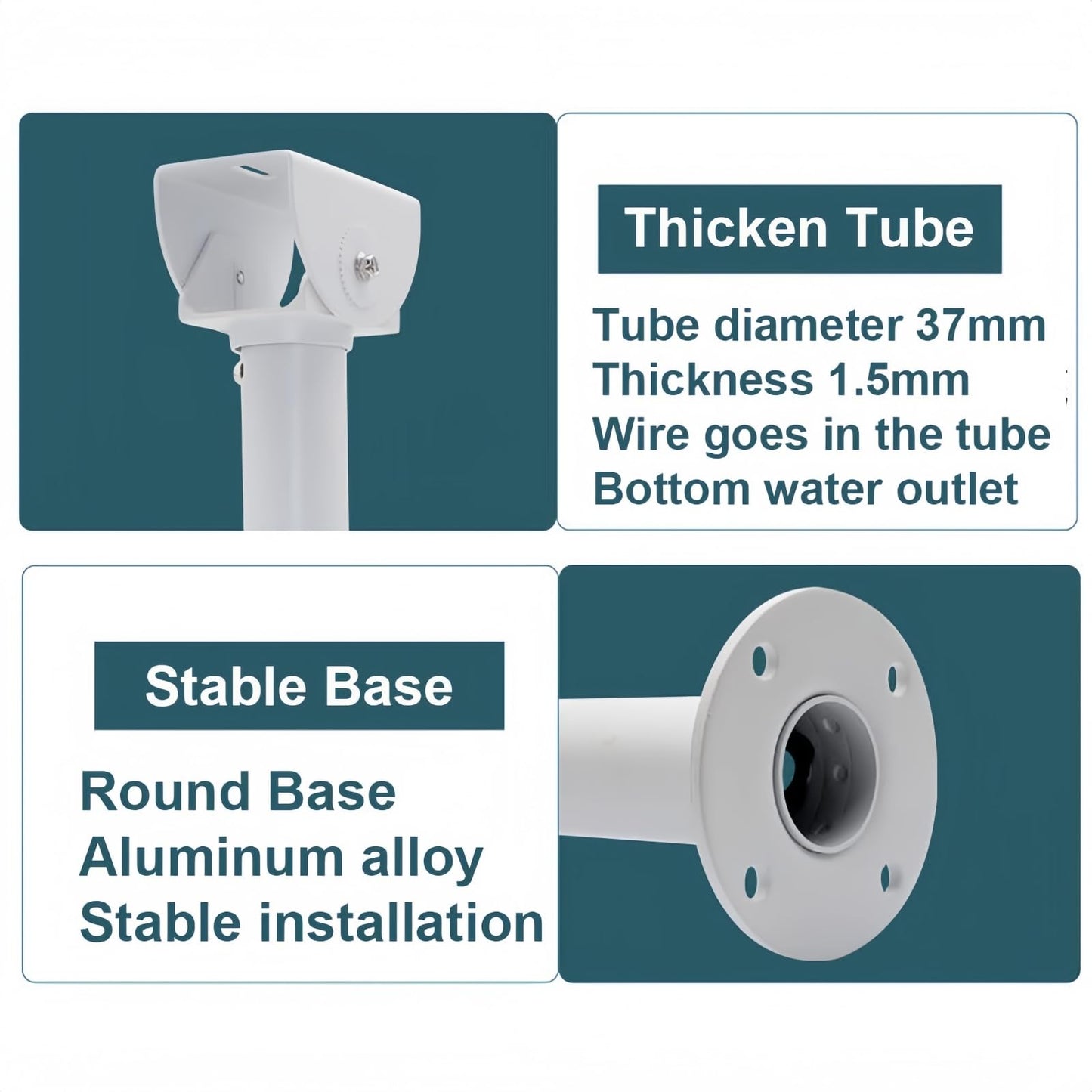GledeYeTec CCTV Surveillance Security Camera J Mount Bracket,300mm/12 Wall Mount Heavy-Duty Shield Support Rod for Hikvision Dahua Outdoor Bullet