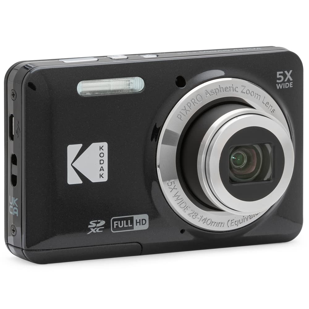 Kodak FZ55BK PIXPRO FZ55 Digital Camera Black Bundle with Lexar 64GB High-Performance 800x UHS-I SDHC Memory Card Blue Series