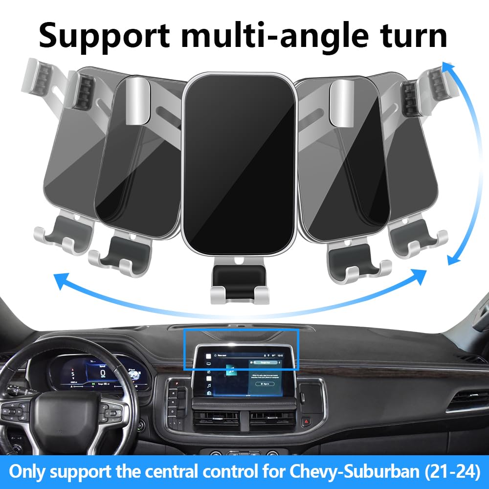 LUNQIN Car Phone Holder for Chevy Tahoe 2021 2022 2023 2024 and Chevrolet Suburban 2021-2024 Auto Interior Accessories Best Cell Phones Mount