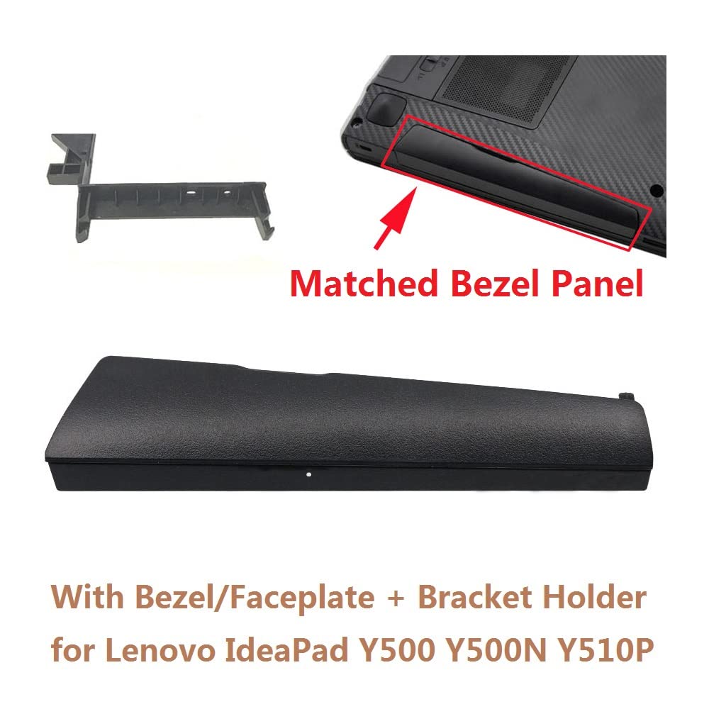 2nd HDD SSD Hard Drive Optical Bay Frame Caddy Tray for Lenovo Y500 Y500N Y510P with Bezel Front Cover Mounting Bracket