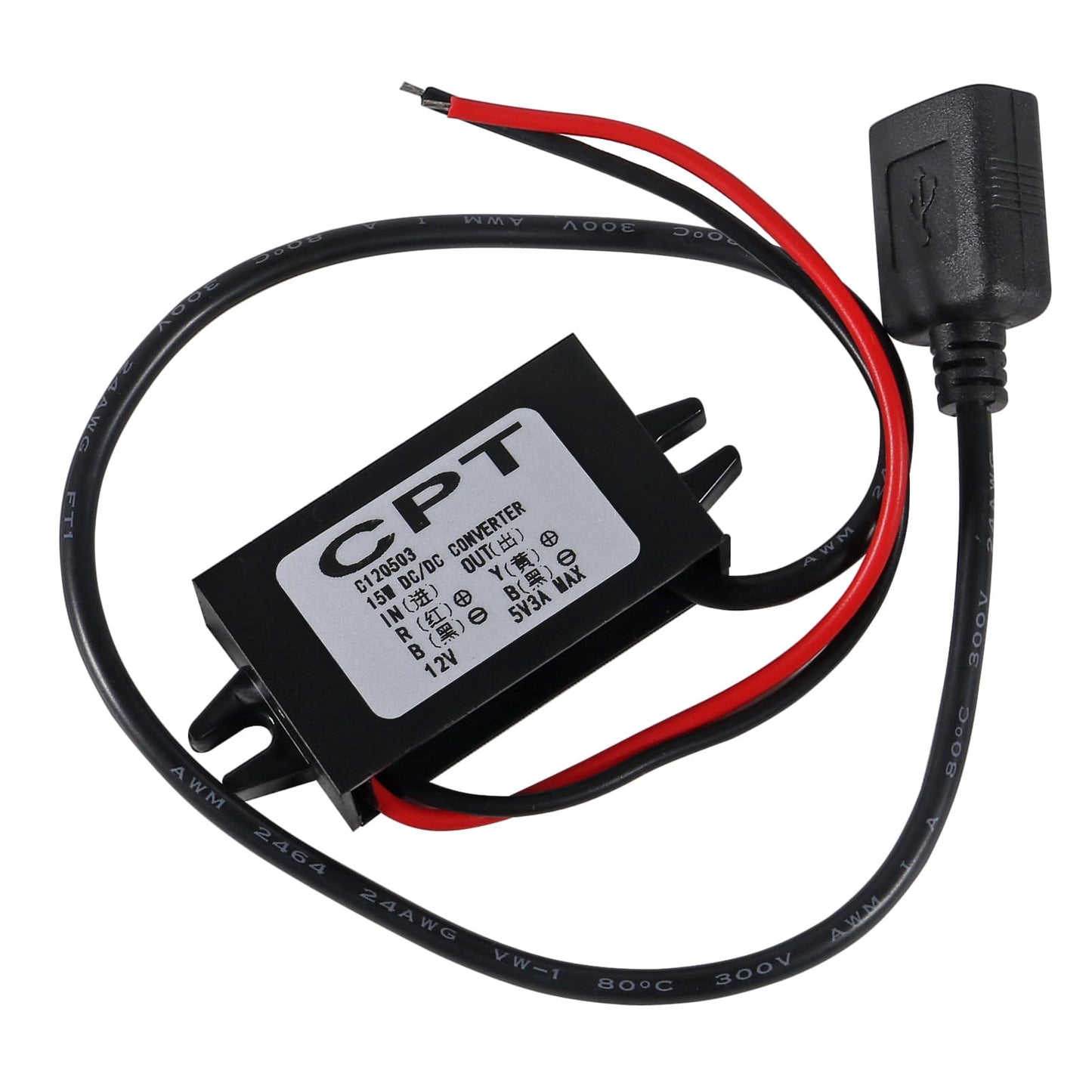 AITRIP 1PCS 12v to 5v Dc Converter Buck Module USB Output Power Adapter USB Female DC Car Power Converter Regulator