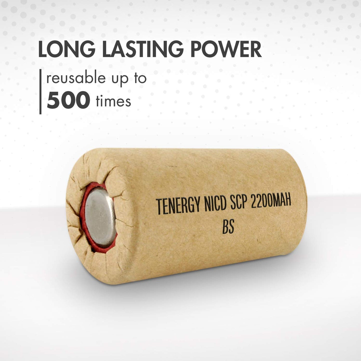 Tenergy NiCd SubC 2200mAh Paper Wrapped Rechargeable Battery Flat Top with Tabs, 15 Pack