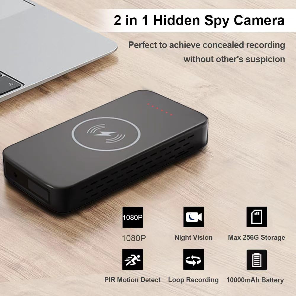 Wireless WiFi Security Camera in Power Bank, Real 1080P FULL HD Mini Camera Wireless&USB Charger with Video Recording, Mobile Phone APP Remote