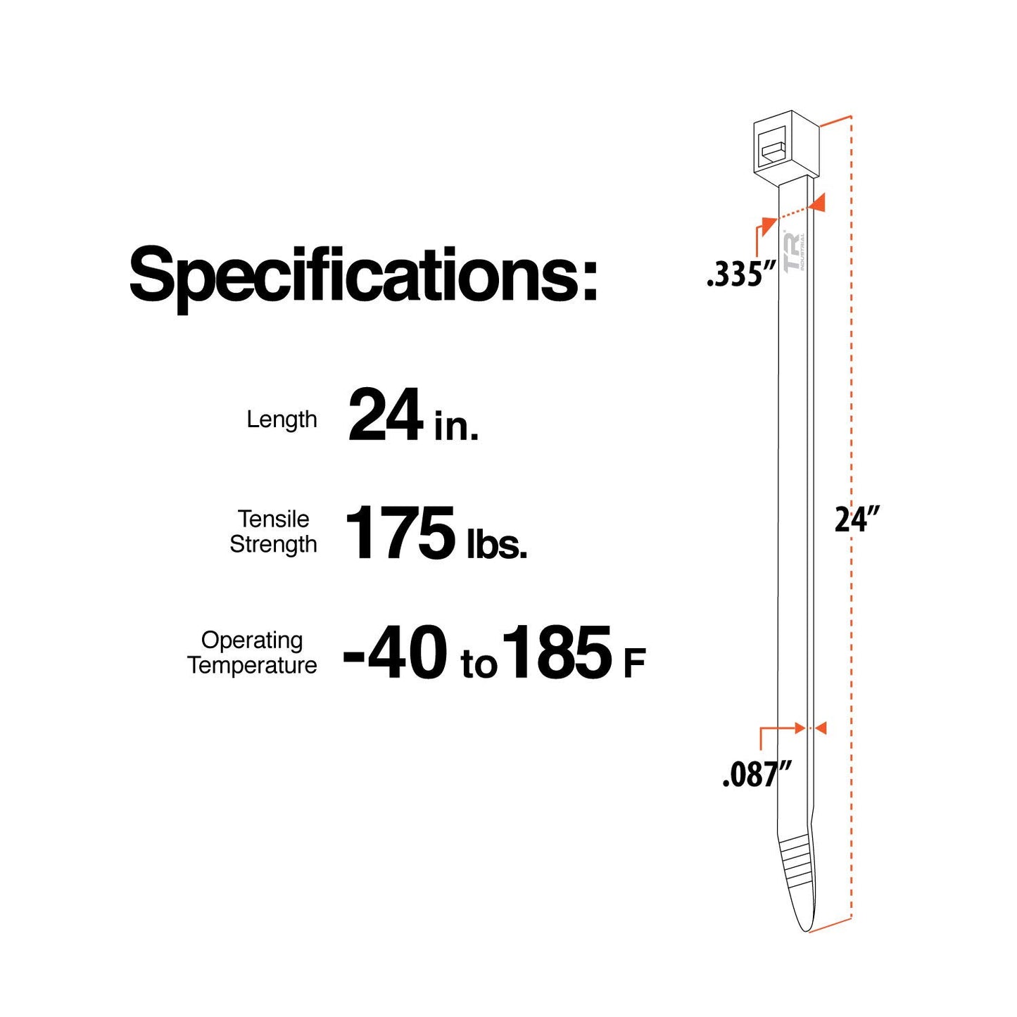 TR Industrial Contractor Series UV Cable Ties (50-Piece), 24", Type 21S, Made in USA