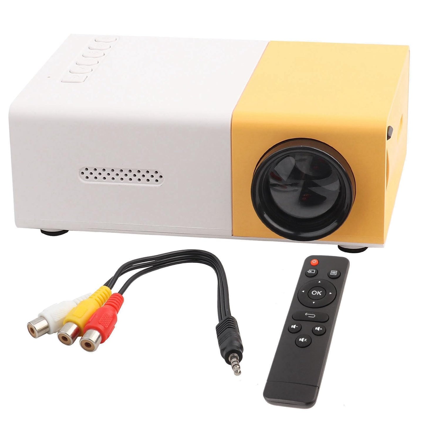 Portable Video Projector, 1080P Full HD Mini 4K Home Theater Projector Support 30,000 Hrs LED Lamp Life, 1500 Lux, Compatible with HDMI/VGA/USB/TV