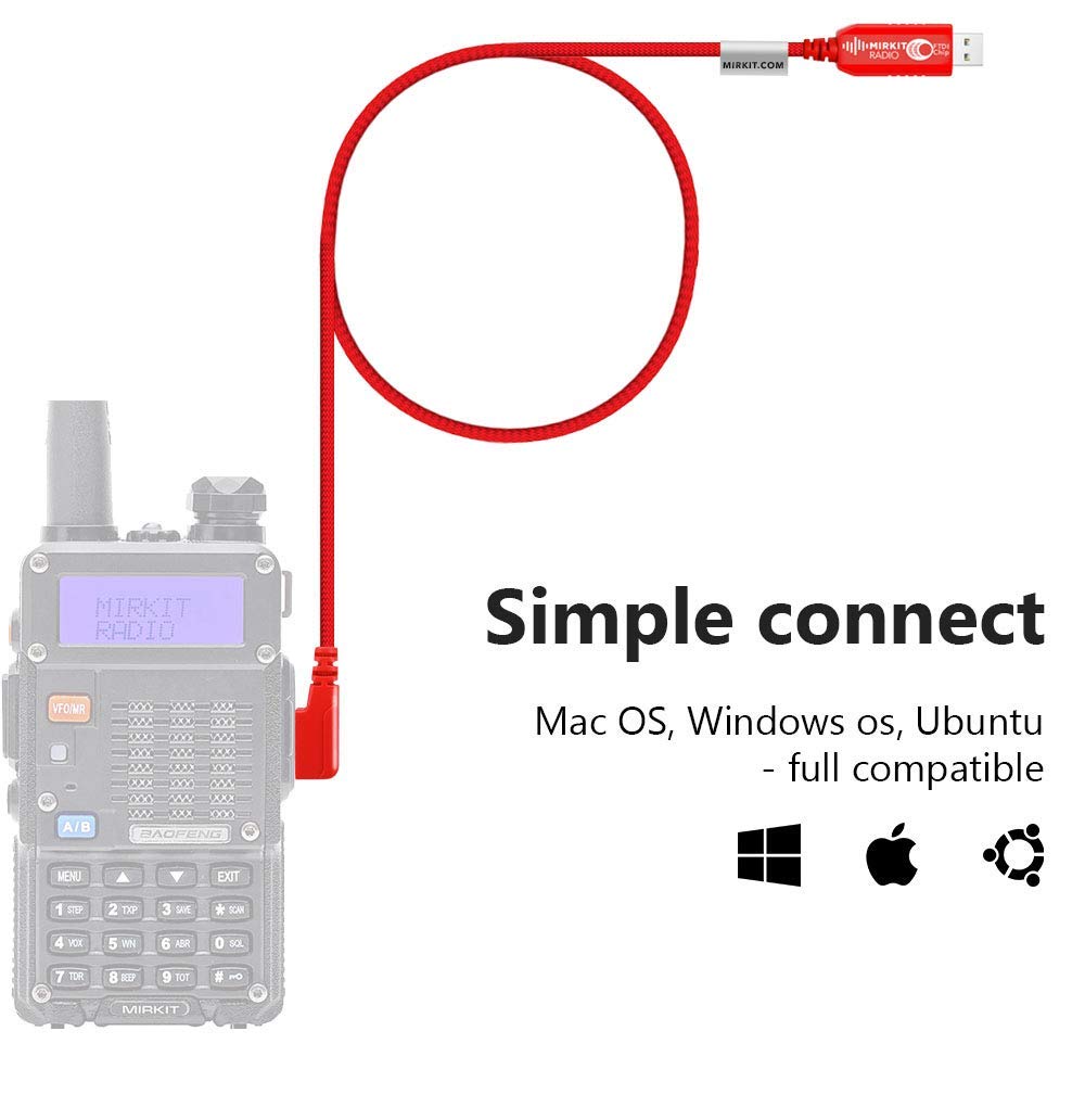 MIRKIT FTDI USB Programming Cable Model 3 Red for Flashing Analogue Ham Radio: Baofeng, Wouxun, Kenwood, Archell, Retevis