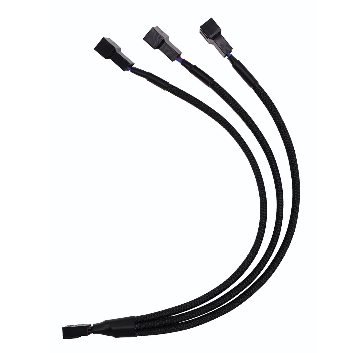 4 Pin PWM Fan Splitter Cable Black Sleeved Case Fan Braided Adapter Cable 1 to 3 Converter Y Splitter for Computer PC CPU Cooling Fan ATX Case