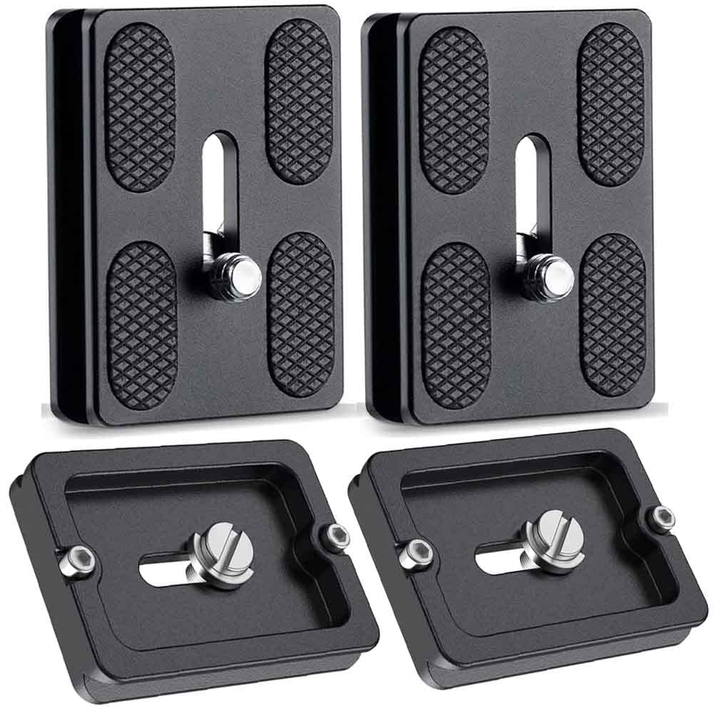 VIZEMO Camera Quick Release Plate PU50 2 Pieces QR Small Plate with 1/4"-20 Screw,Tiny Universal Quick Release Plate for Arca Swiss Standard Clamp