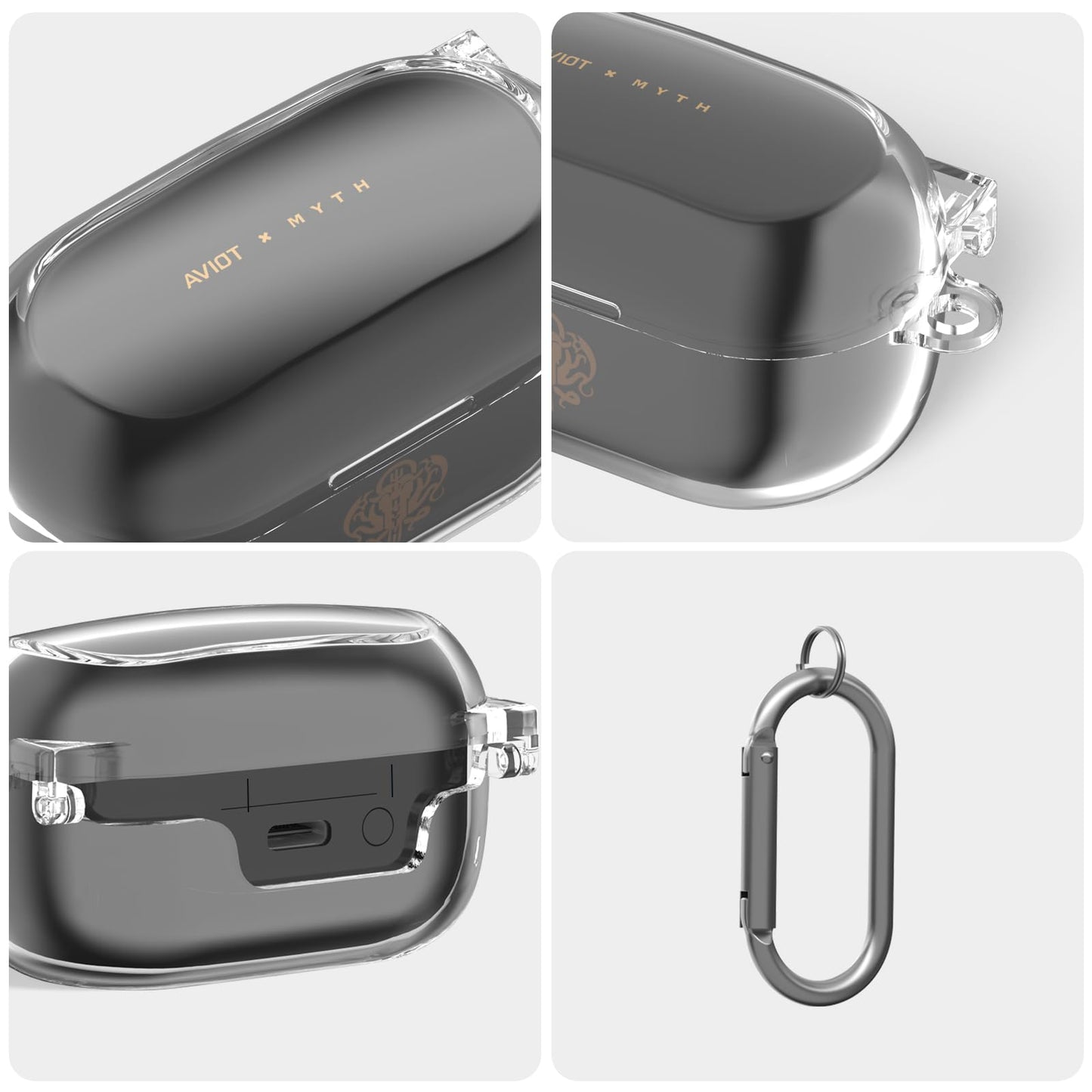 for Aviot TE-V1R-HEN Hololive Case Cover, Clear Soft TPU Protective Case Cover, Compatible with AVIOT TE-V1R-Hen Hololive Charging Case with Carabiner