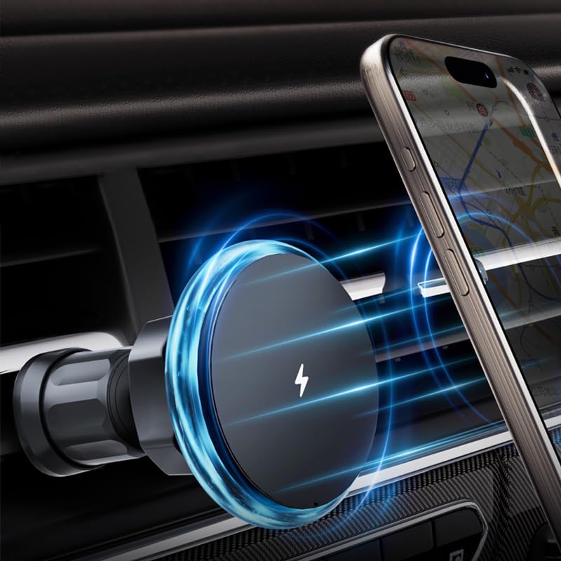 Car AC Vent Phone Mount Holder Compatible with Magsafe, Adjustable Tension and Universal for Mag Safe Cases for iPhone 16 Pro Max, 15 Plus, 14 Pro