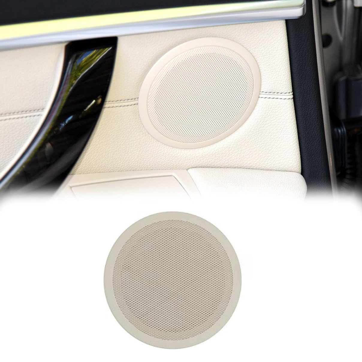 Front Rear Inner Door Panel Loudspeaker Cover Speaker Grille for BMW 3/4 Series M4 F30 F32 F82 2013 2014 2015 2016 2017 2018 2019 (Oyster)