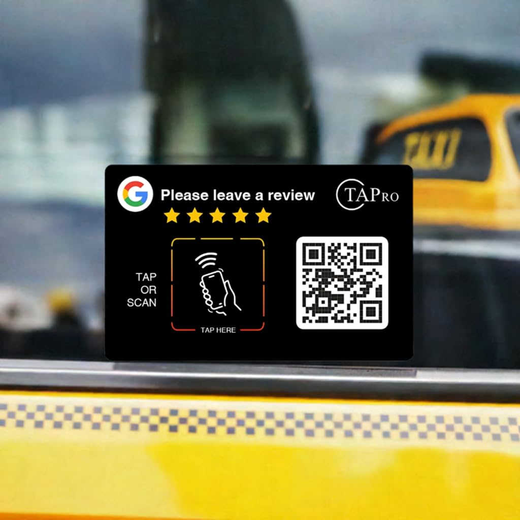 NFC Google Review Card with QR Code - Tap or Scan to Leave Reviews - No App or Fees - Reusable Review Card for Small Business, Salon, Restaurant