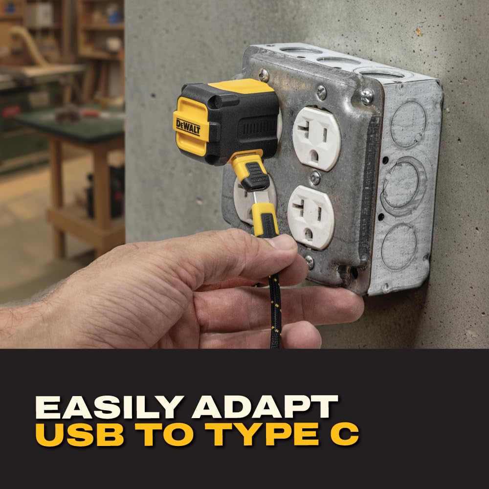 DEWALT Heavy Duty USB-C Female to USB-A Male Adapter 4 Pack w/Case - Fast Charging 3.0 Converter 5Gbps Data Transfer, Compact Durable USB to USB-C…