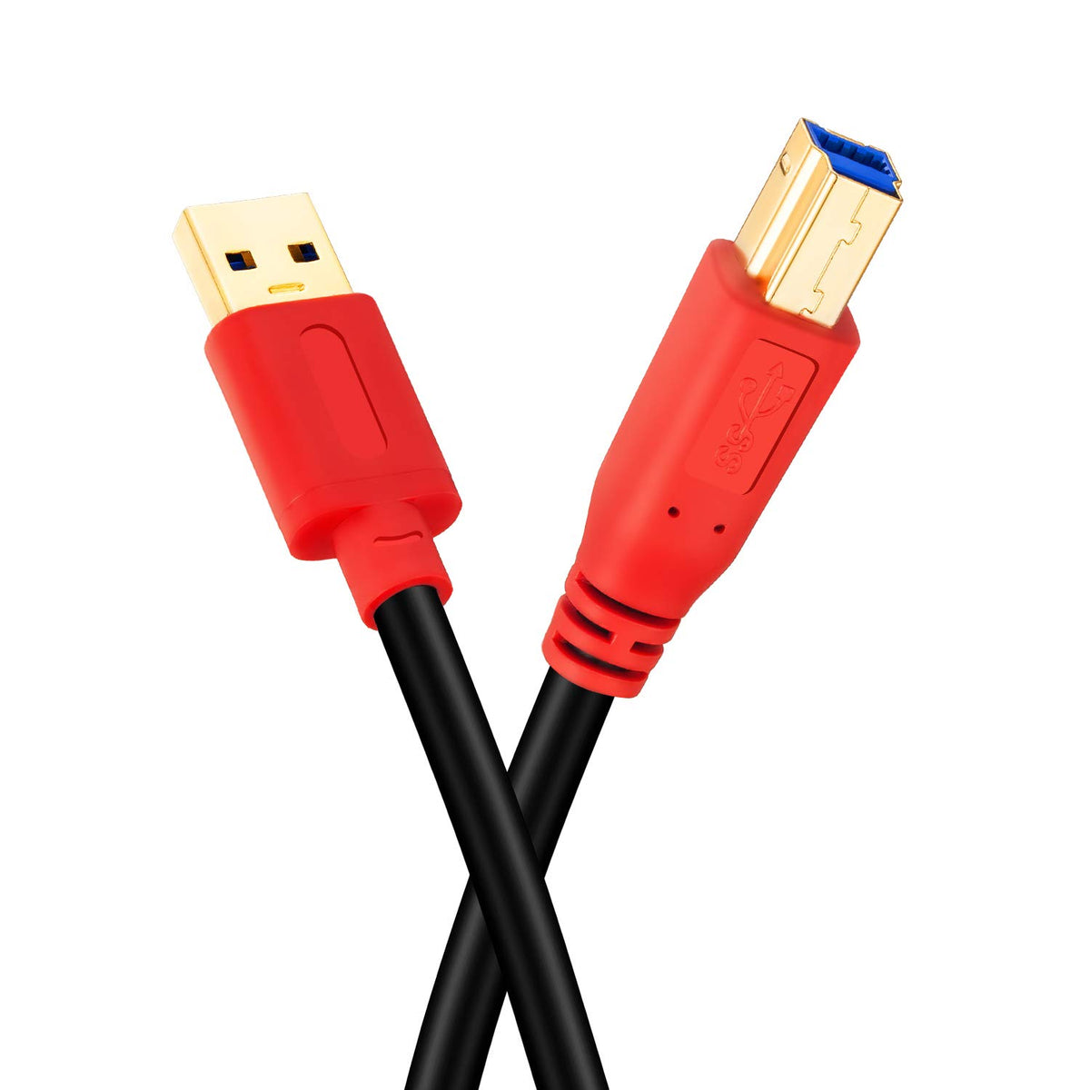 Tan QY USB 3.0 Cable A Male to B Male 1Ft, Type A to B Male Compatible with Hard Disk Drive,Printers,Scanner,USB Hub,Monitor and More (0.3M/1Ft)