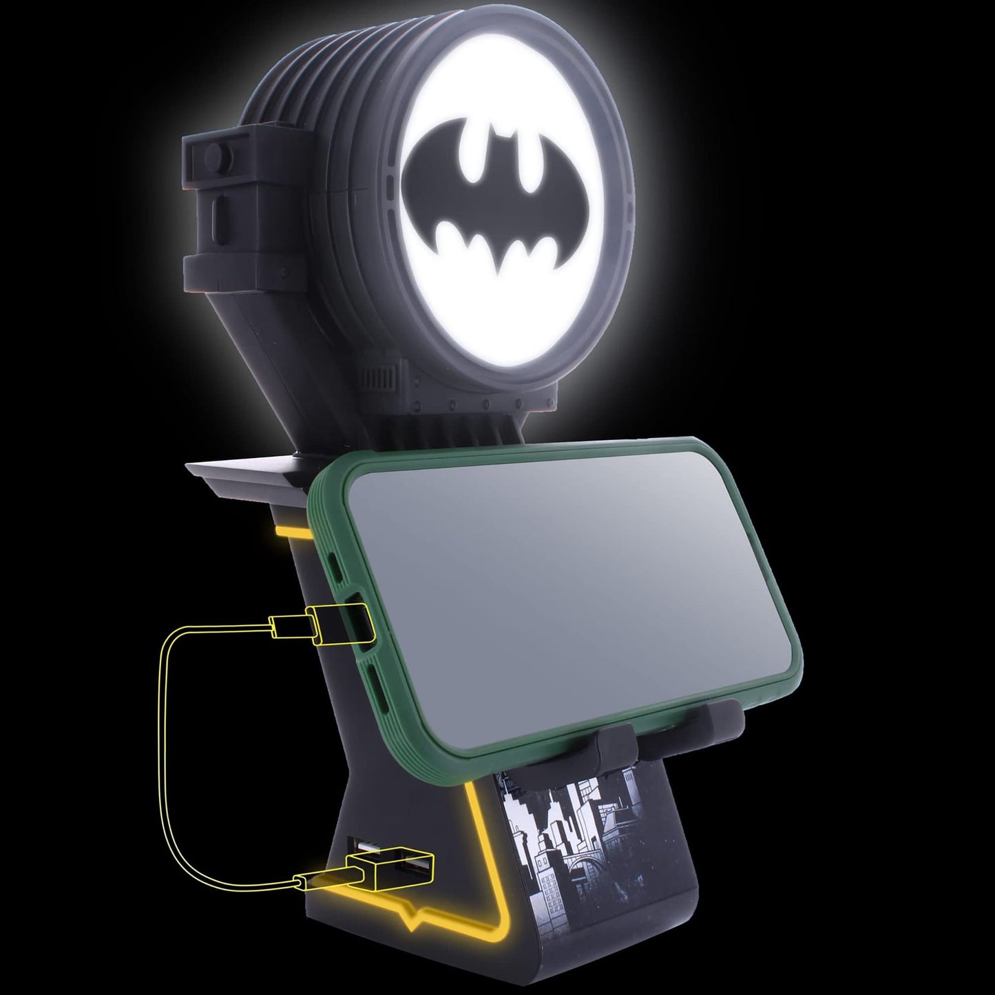 Exquisite Gaming LED Ikons: DC Comics Batman Bat Signal-Charging Phone & Controller Holder - Light Up Gaming Controller/ Mobile Phone/ Device Charging
