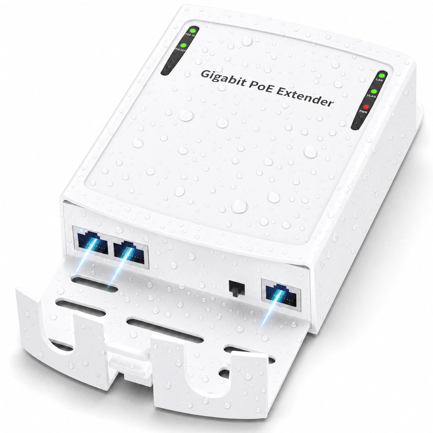 Gigabit PoE Extender Outdoor, PoE Passthrough Switch Split 1 PoE into 2