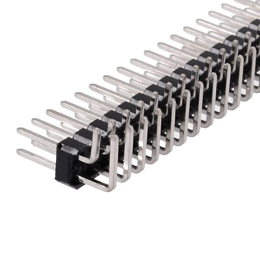bnafes 10PCS 40Pin 2.54mm Dual Row Right Angle PCB Male Pin Header Strip Connector