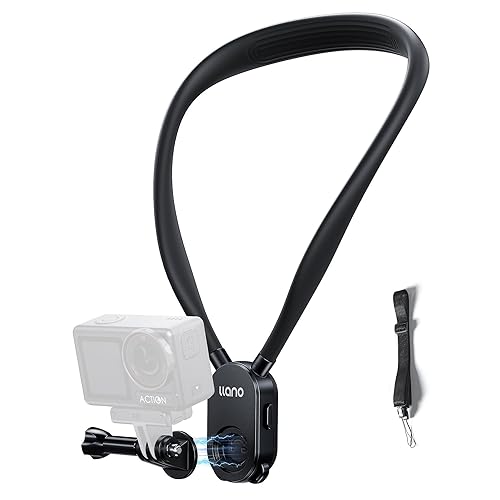 llano Magnetic Neck Mount with Adjustable Chest Strap for Gopro 13/12/11/10/9, DJI Osmo Action 6/5/4/3, Insta360 X5/X4/X3/Ace Pro 2, AKASO