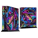 Skin Decal Vinyl Wrap for PS4 Sony Playstation Console (skins only) / Neon Color Swirl Glass