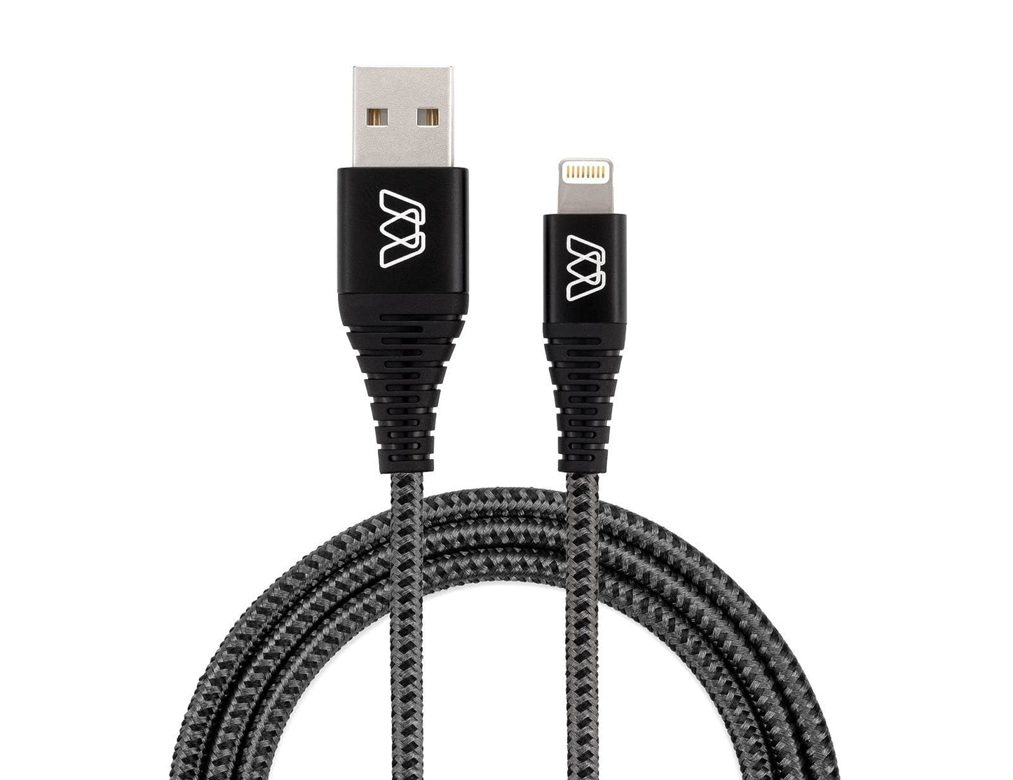 Sewell MOS Strike Lightning Cable, 6ft Two Pack, Ultra Durable Braided Nylon Fiber Jacket, Tangle Resistant, MFI Certified,Gray,SW-33122-06-2
