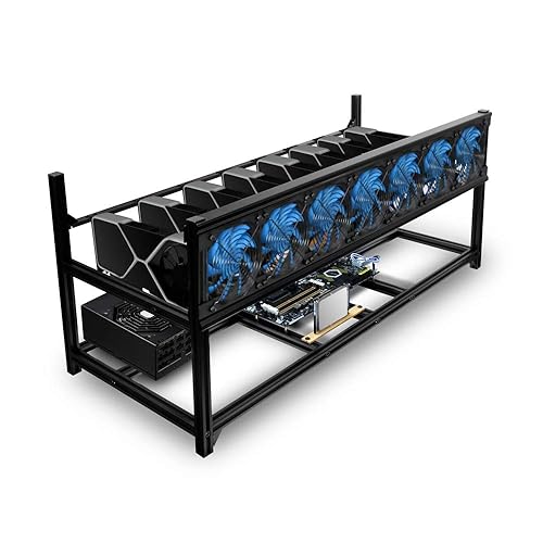 Kingwin 8 GPU Miner Rig Case Frame - Premium Stackable Aluminum Mining Rig Enclosure for Efficient Crypto Mining, Test Bench PC Case
