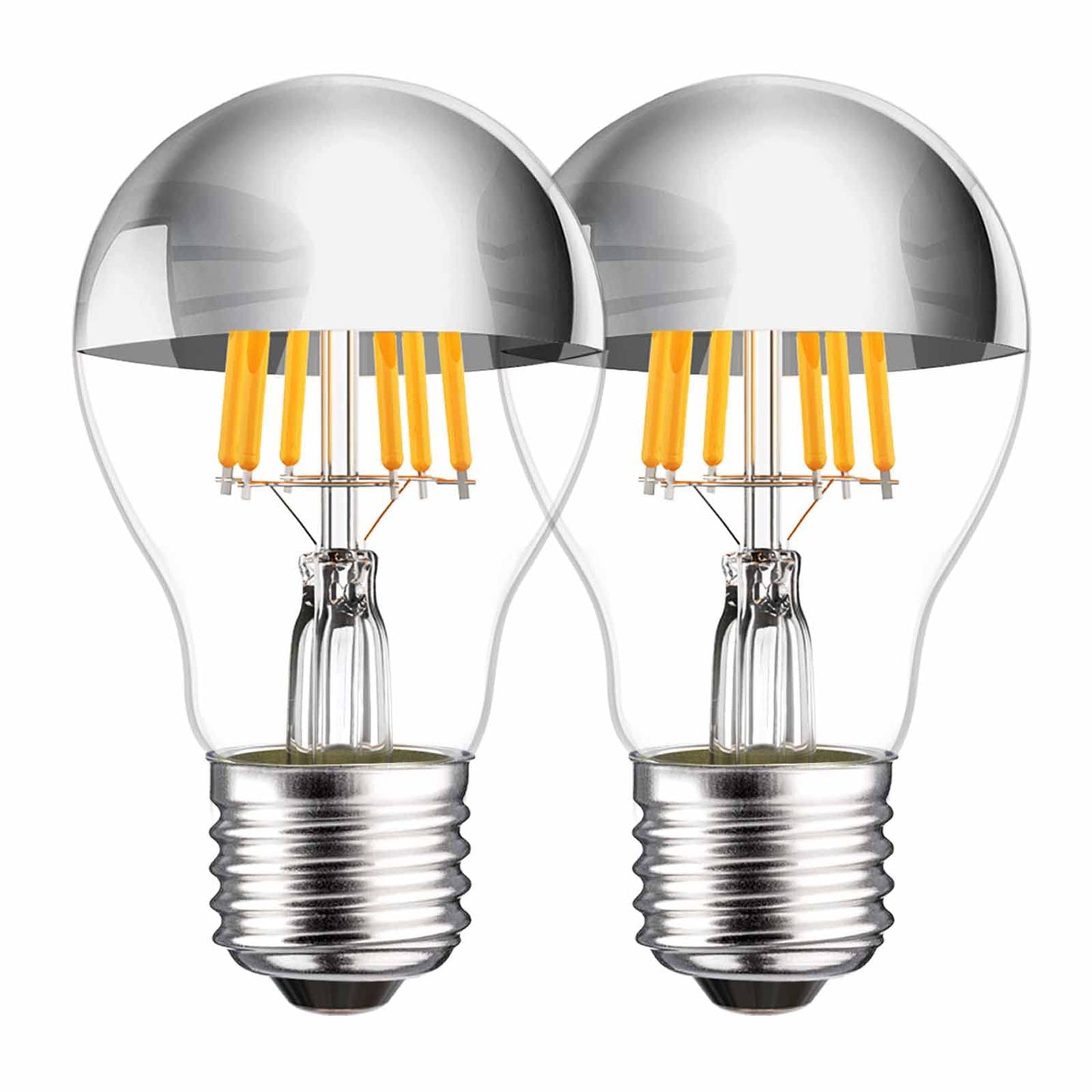 Half Chrome Light Bulb Dimmable Silver Tipped LED Bulb 6W 2700K Warm White