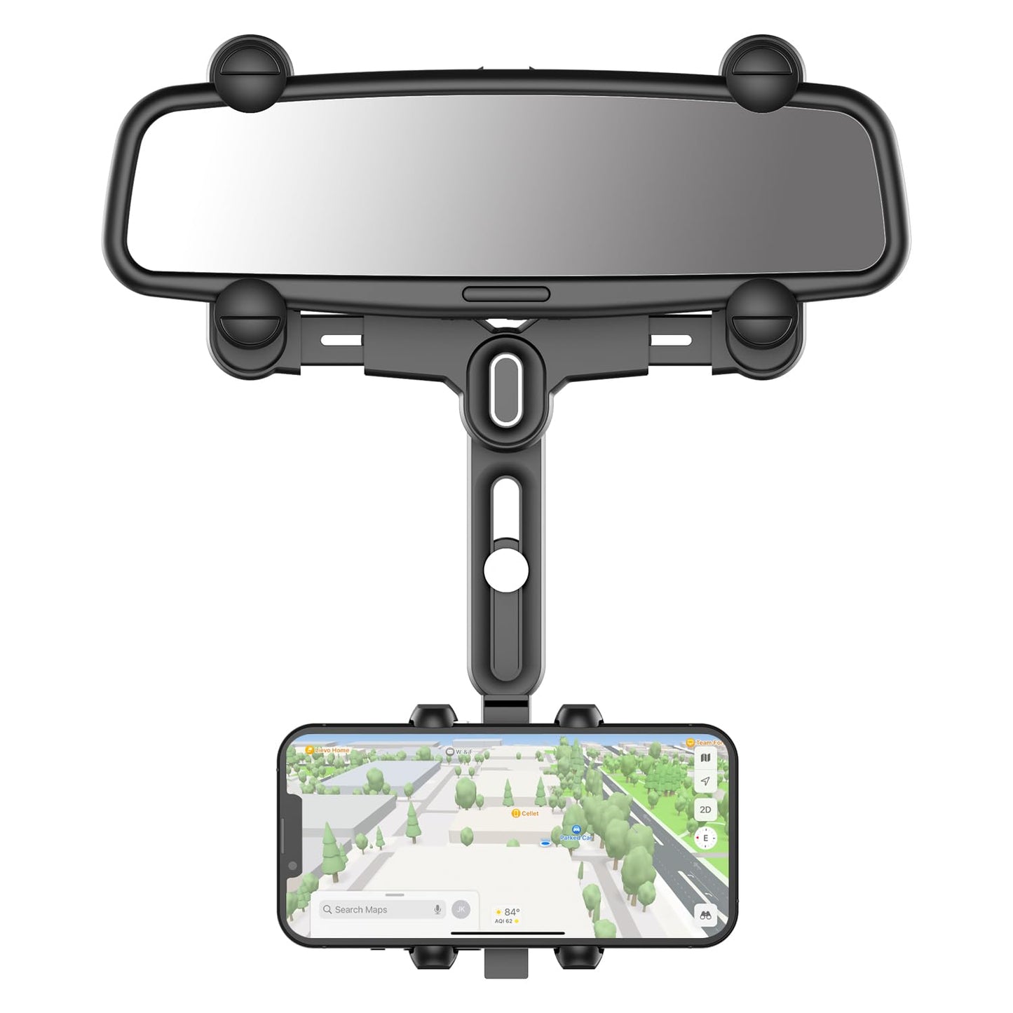 Cellet Car Rear-View Mirror Mount with 360-Degree Rotating Cradle and Adjustable Brackets Compatible with Apple iPhones, Samsung Galaxy Smartphones