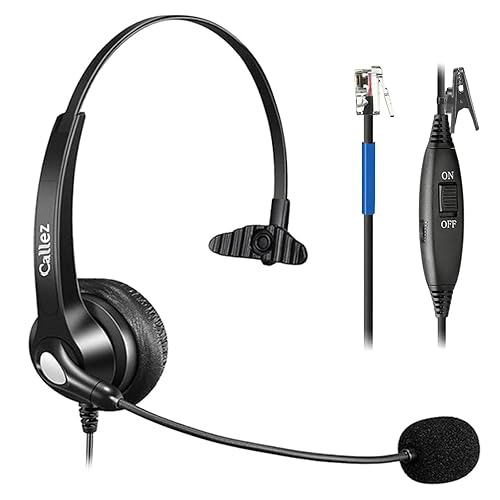 Callez RJ9 Cisco Phone Headset for Office Phone with Noise Cancelling Microphone & Mute Switch, Telephone Headset Compatible with Cisco IP Phones 7821