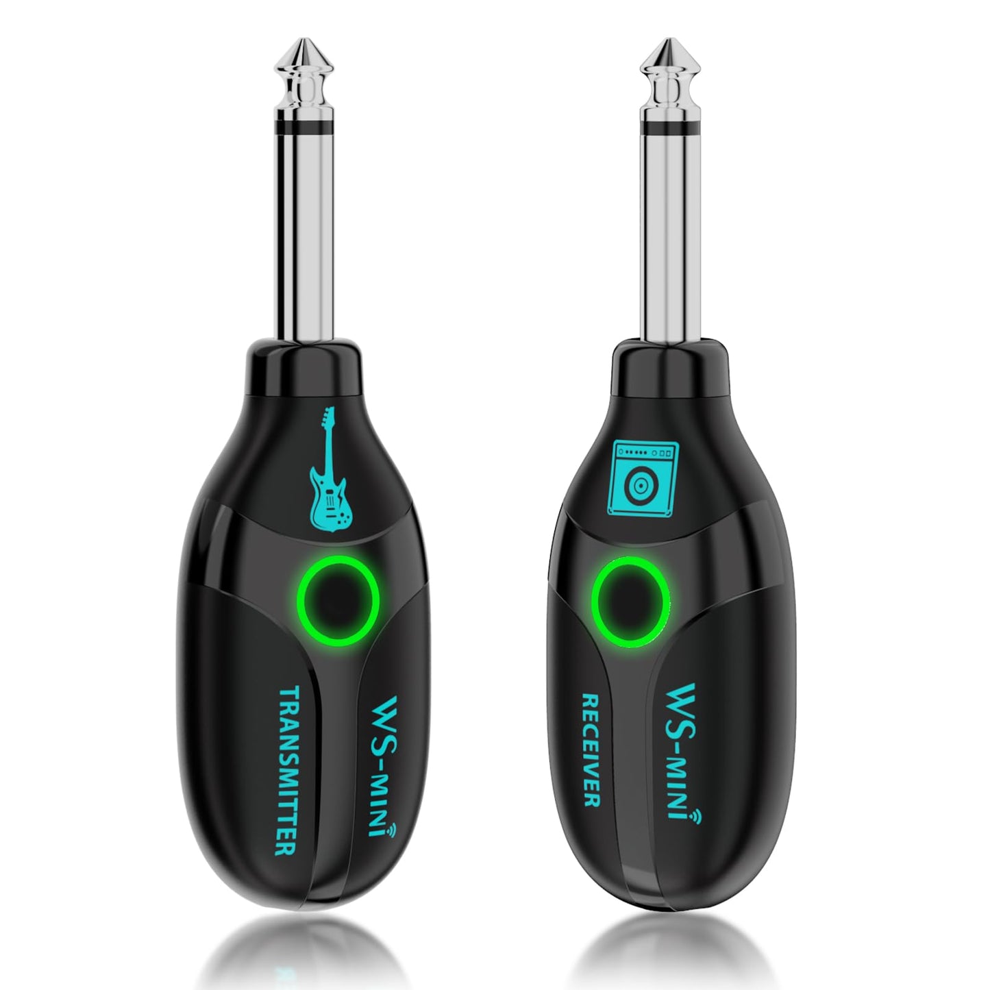 BEEONE 2.4GHz Wireless Guitar System with Rotating Head, Rechargeable Wireless Guitar Transmitter Receiver with 4 Channels, Guitar Wireless System for