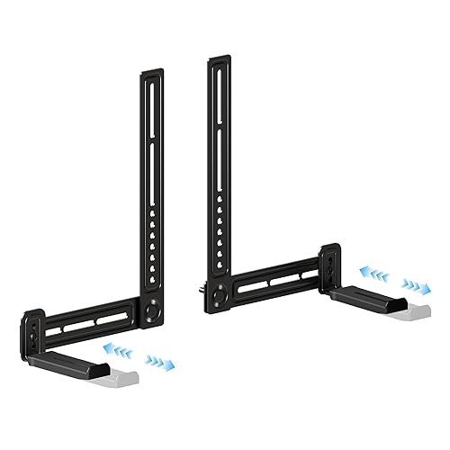C YECEN Sound Bar Mounts Under TV or Above TV, Height & Depth Adjustable Soundbar Mount?with Detachable Extension Arms and L-Brackets