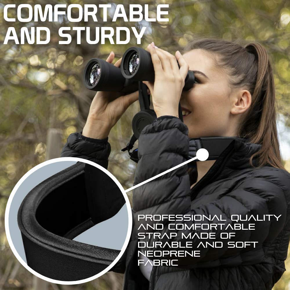 BlueCabi Neoprene Neck Shoulder Strap for Cameras and Binoculars - Comfortable Adjustable Fit for Men and Women with Anti Slip Material - Lightweight