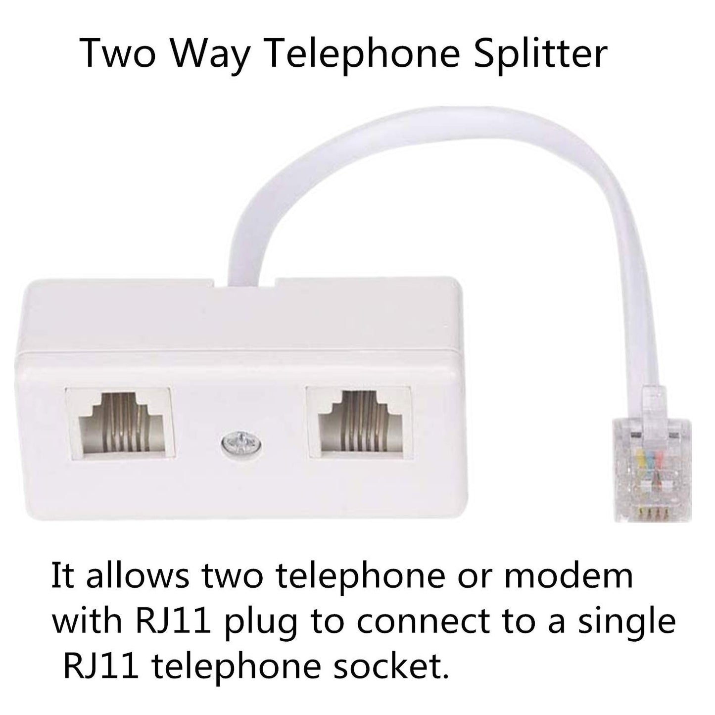 Telephone Splitters, RJ11 6P4C Duplex Wall Jack Adapter Dual Phone Line Splitter Wall Jack Plug 1 to 2 Modular Converter Adapter for Office Home ADSL