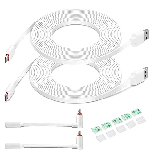 DIANMU 2Pack 10FT Flat Power Extension Cable for Wyze Cam v4/v3/Pan v3/OG/v3 Pro, Blink Mini, Ring Indoor, Kasa Indoor, Blink Mini Pan, Charging Power