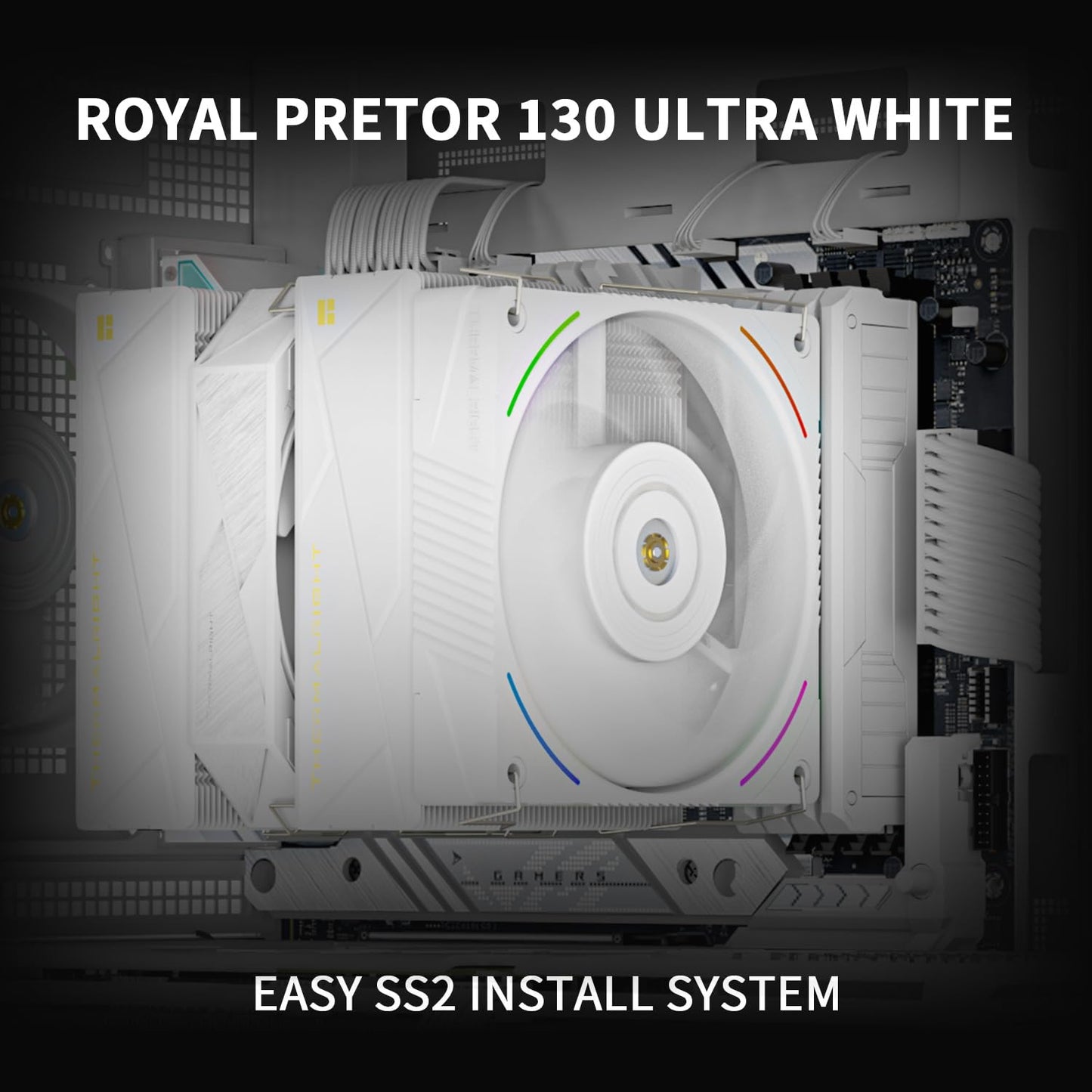 Thermalright Royal Pretor 130 Ultra White CPU Air Cooler, PC Double Towers Cooler,High Performance 7 Heat Pipes CPU Cooling, White Brushed Top
