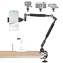 NEEWER 22" Magic Arm w Desk C Clamp, Overhead Camera Mount with Articulating Mic Boom Arm 1/4" 3/8" Threads for ARRI, Desktop Stand Holder for Phone