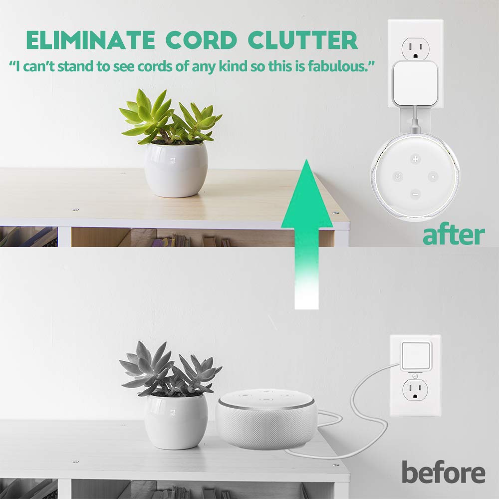 Dot Wall Mount Compatible with Dot 3rd Generation, A Space-Saving Dot Accessories Without Messy Wires or Screws (White(2 Pack))