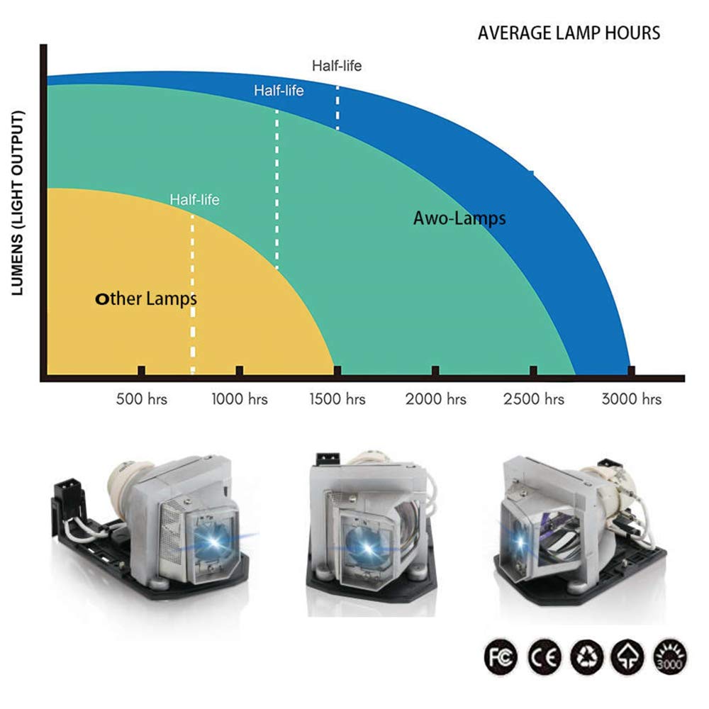 AWO Original UHP Lamp Bulb for BL-FU240A / SP.8RU01GC01 / BL-FU190E / SP.8VC01GC01 with Housing for OPTOMA