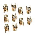 HiLetgo 10pcs GPS GSM Antenna Part SMA Female Jack Solder PCB Mount Straight RF Connector Gold