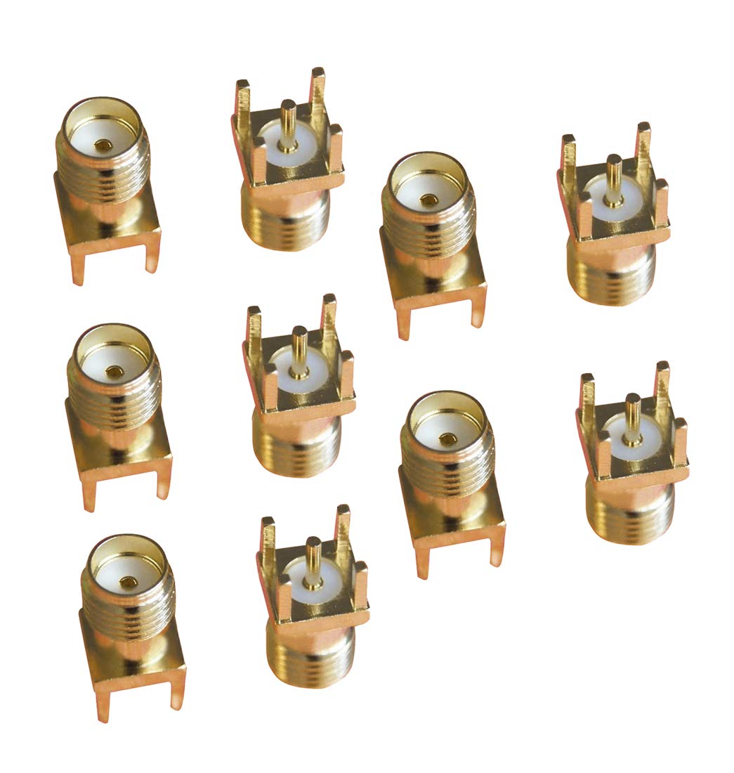 HiLetgo 10pcs GPS GSM Antenna Part SMA Female Jack Solder PCB Mount Straight RF Connector Gold