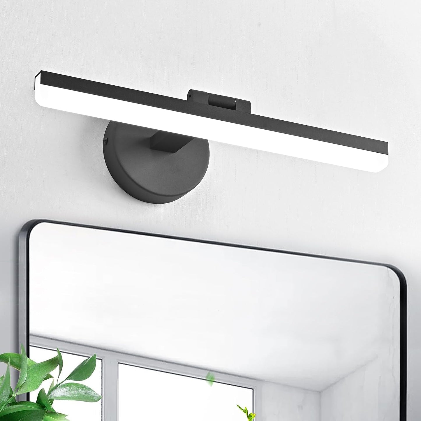 ZHUOER LED Modern Black Bathroom Vanity Lighting Fixtures Over Mirror 16inch Matte Black Wall Lighting Fixtures for Bathroom(White Light 6000K)