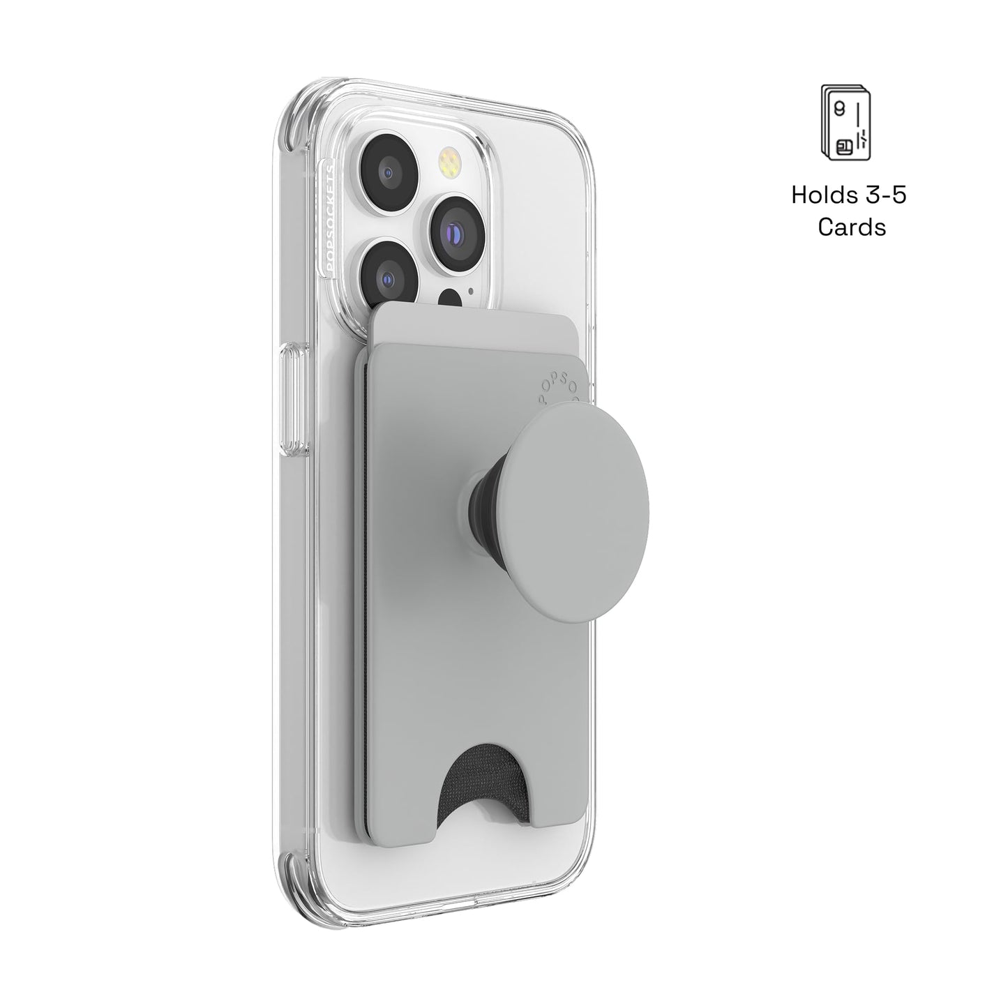 PopSockets Adhesive Phone Wallet and Card Holder with Grip - Tech Grey