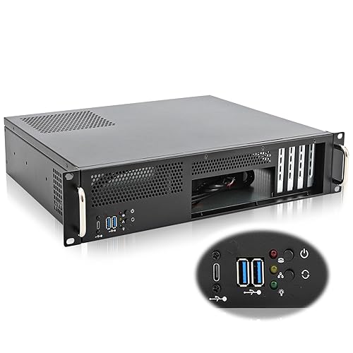 RackChoice 2U Server Chassis Short Depth 14.17" Front I/O with 2 x 3.5“ (int.) mATX M/B,Support ATX PSU with Either top or Side Cooling