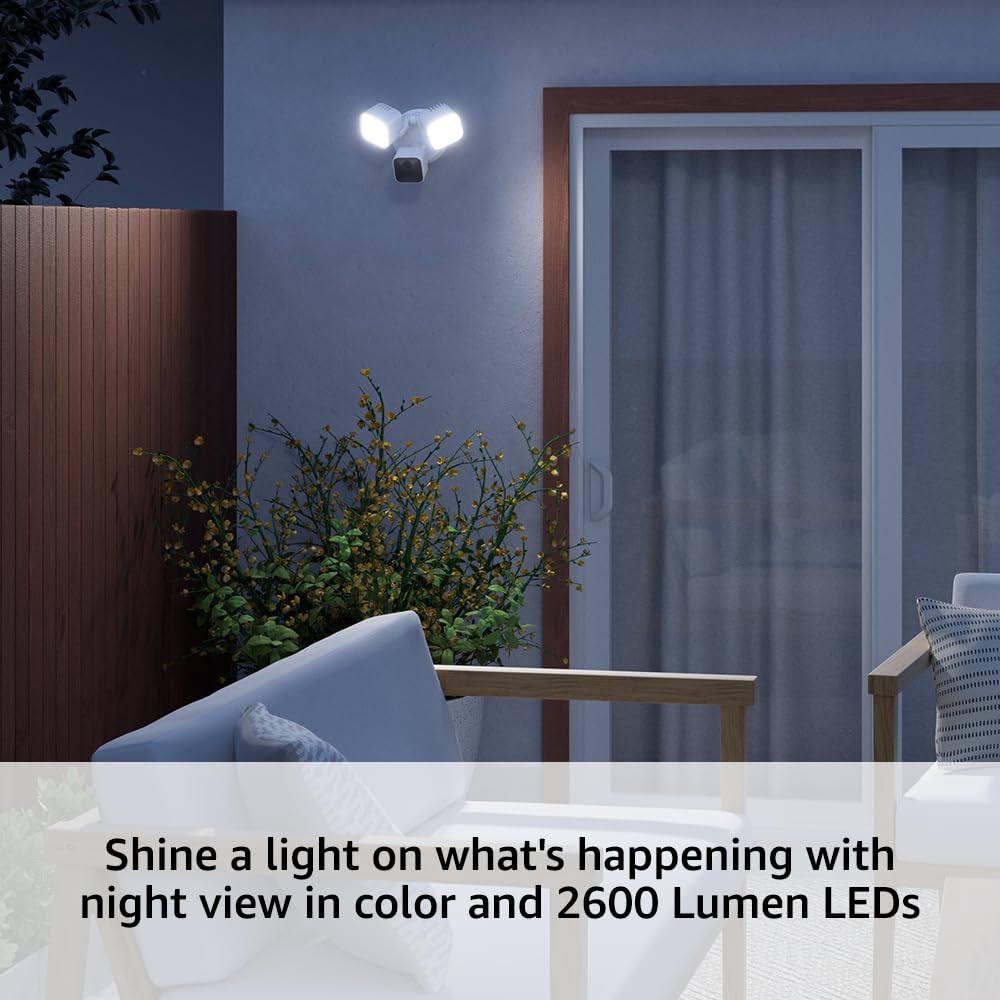 Blink Wired Floodlight Camera, Smart security camera, 2600 lumens, HD live view, enhanced motion detection, built-in siren, Works with Alexa, 1 camera