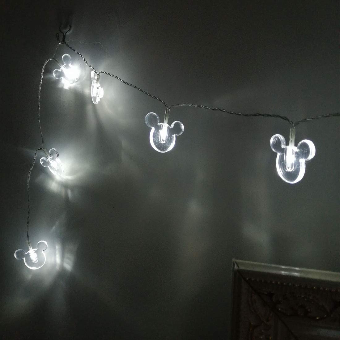 Penfly 1.65m 10LEDs Decorative Cartoon Animal Mouse Night Mood Light Romantic Lamp for Home Indoor Bedroom Party Festival Décor(White)